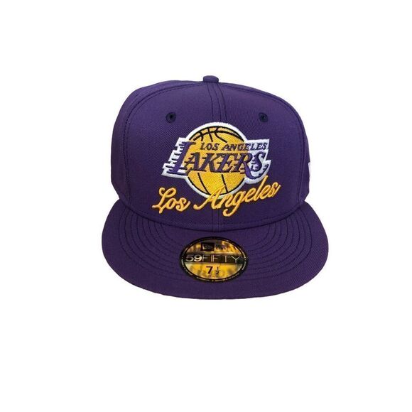 New Era Los Angeles Lakers 59FIFTY Fitted Hat Cap Size 7 1/2 - Picture 1 of 3